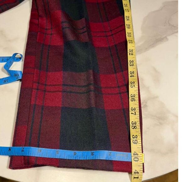 Vintage Bill Blass Wool Tartan Plaid High Waist Trousers Pants Red Green Size 10 - Picture 9 of 16
